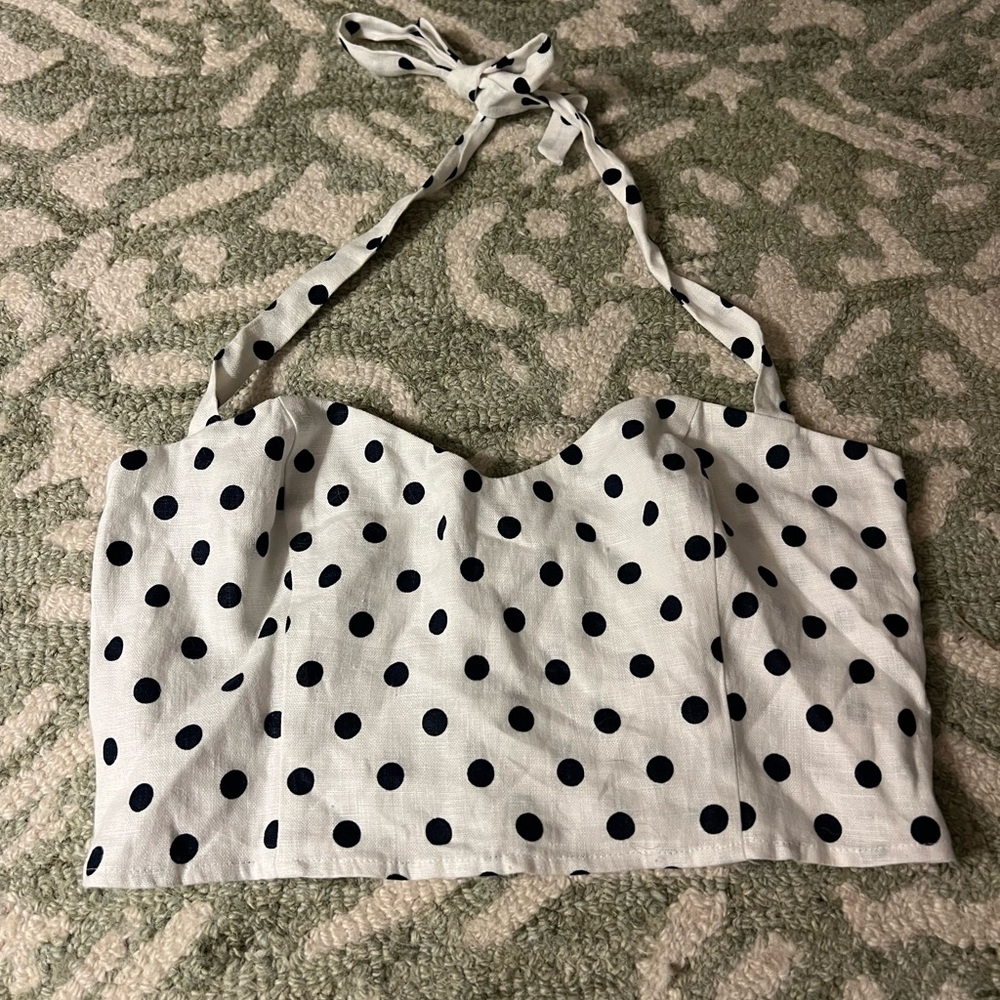 Reformation Black and White Polka Dot Crop Top